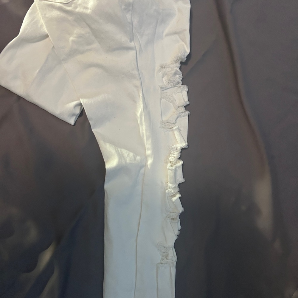 White Jeggings with Fringe Detail